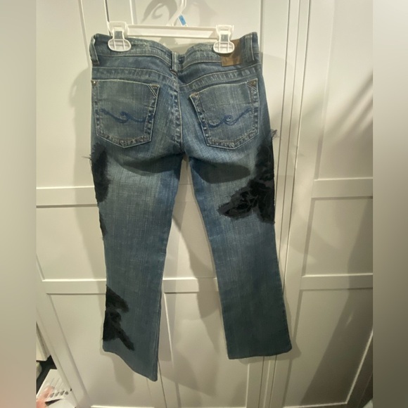EUC Candie's Y2K Floral Embroidered Velvet Flare Jeans Vintage 1990s - Picture 7 of 7